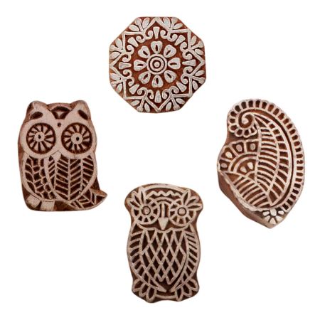 Set of 4 Piece New Mix Wooden Printing Blocks